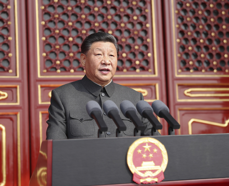 10月1日上午，慶祝中華人民共和國成立70周年大會在北京天安門廣場隆重舉行。中共中央總書記、國家主席、中央軍委主席習(xí)近平發(fā)表重要講話。